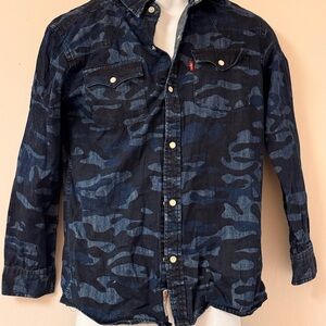 Levi's Navy & Dark Blue Camo Denim Shirt Jacket